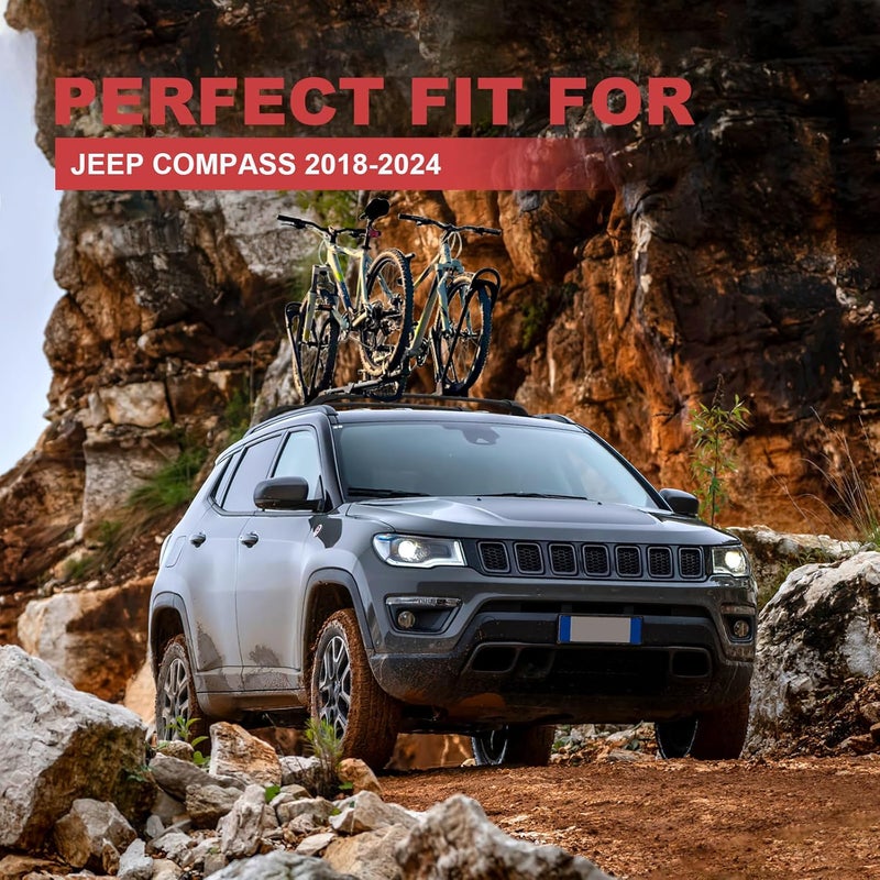 KINGGERI 260lbs Roof Racks Cross Bars Fit for Jeep Compass 2018-2025, Aluminum Heavy Duty Roof Rails Crossbars Rooftop Cargo Basket Carrier Bag Luggage Rails Kayak Canoe Snowboard Skiboard Bike - Image 5